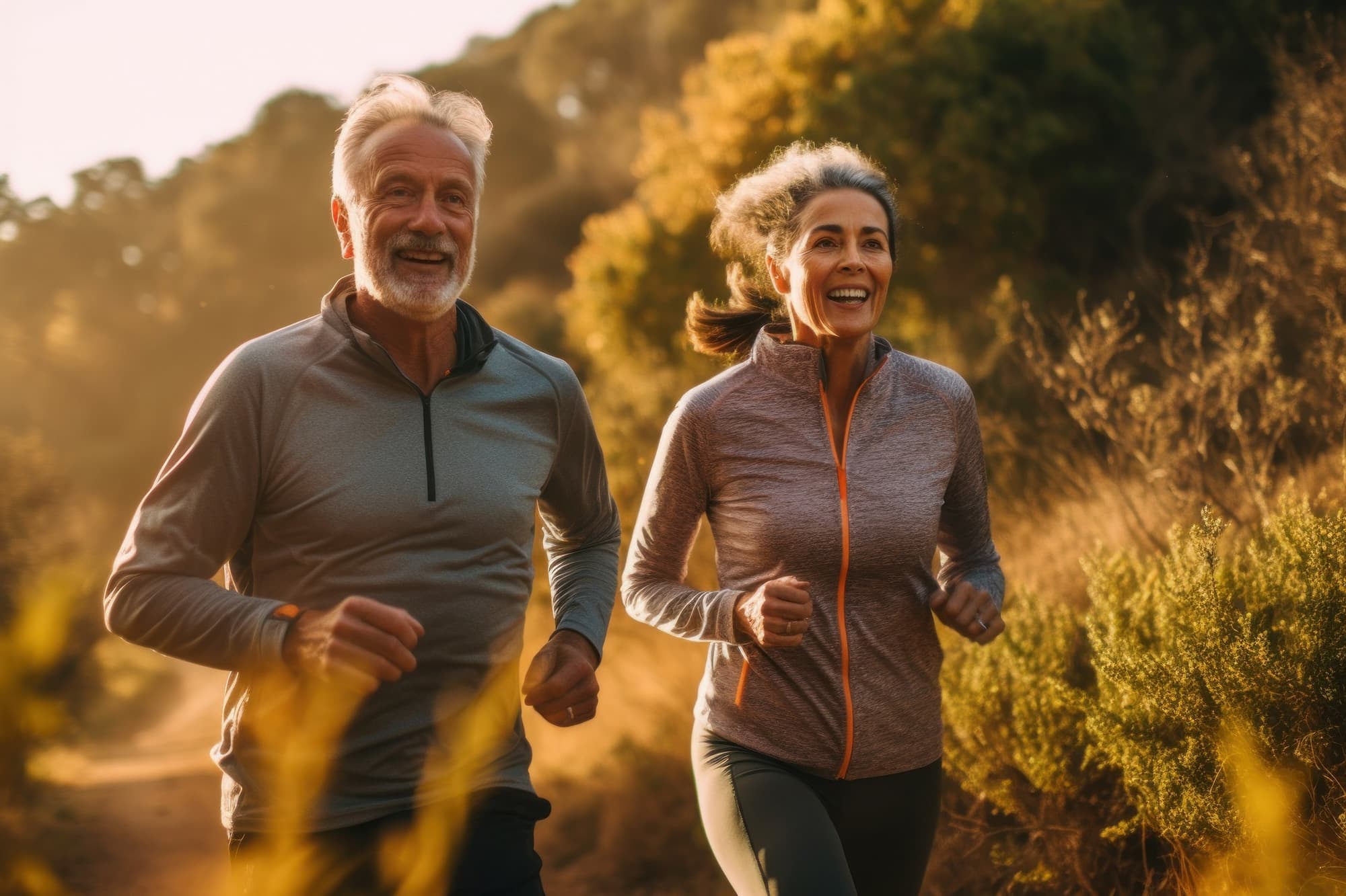 Senior couple on a morning run